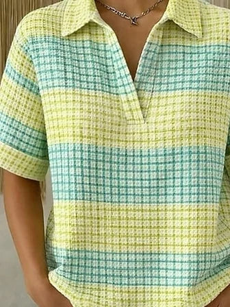 Geometric Polo Collar Vintage T-Shirt