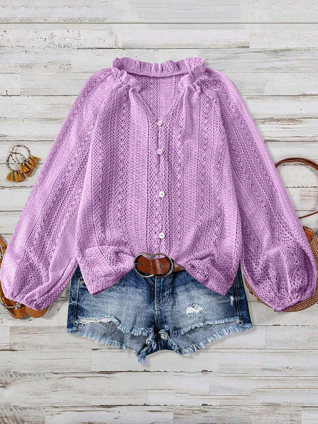 Women's Long Sleeve Shirt Spring/Fall White Plain Split Joint V Neck Daily Going Out Casual Top