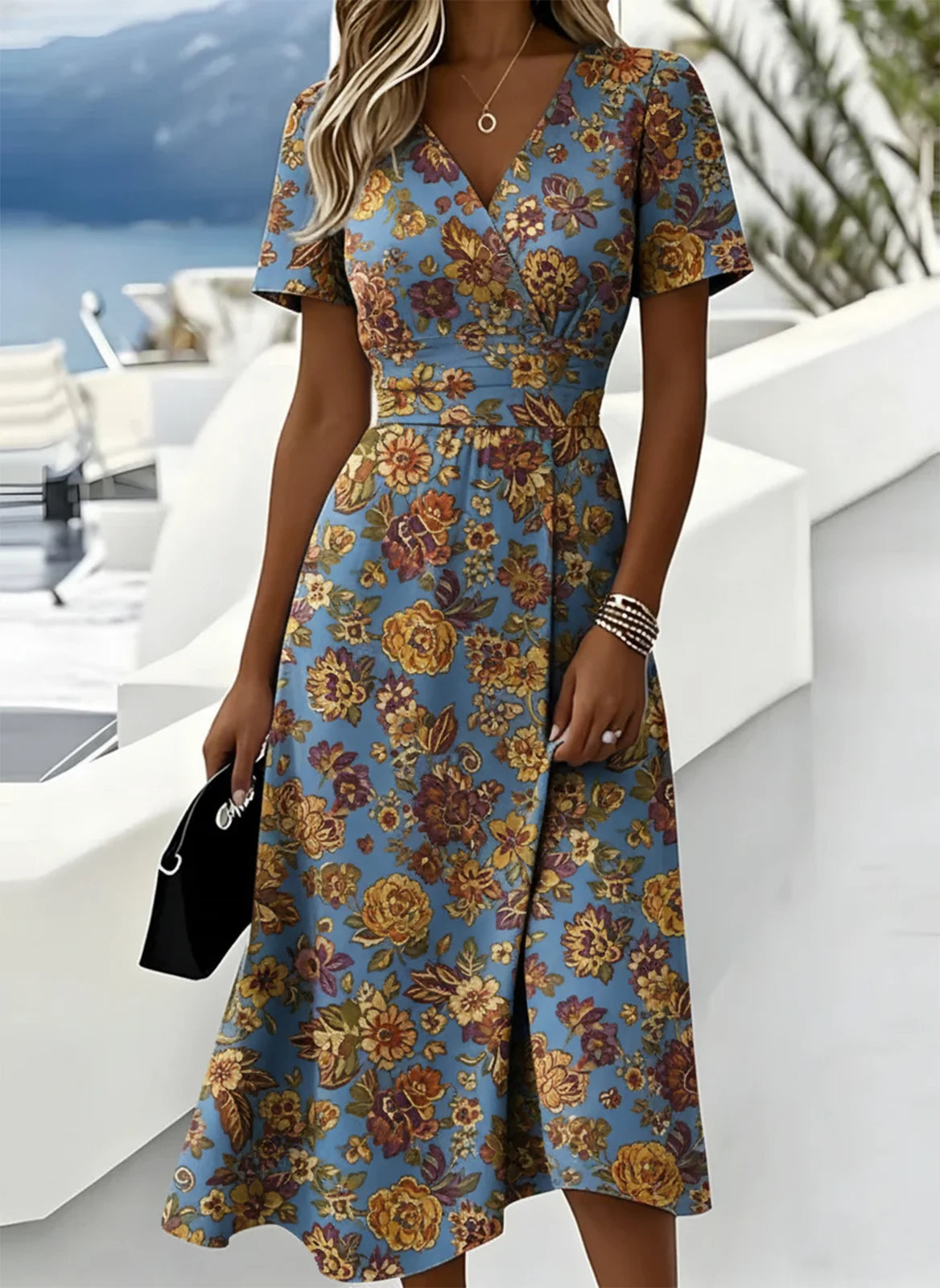 Elegant Floral Regular Fit Dress With No