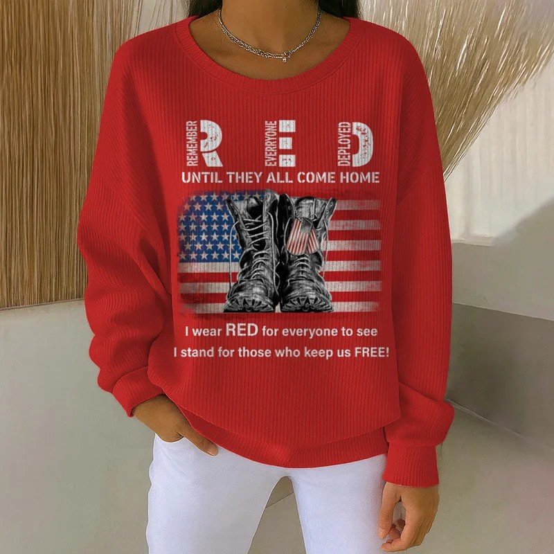 Letter Pattern Simple Loose Crew Neck Sweatshirt