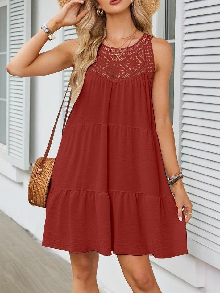 Others Plain Cotton-Blend Boho Dress