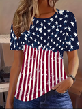 Women's Short Sleeve T-shirt Summer As Picture America Flag Printing Jersey Crew Neck Daily Going Out Casual Top