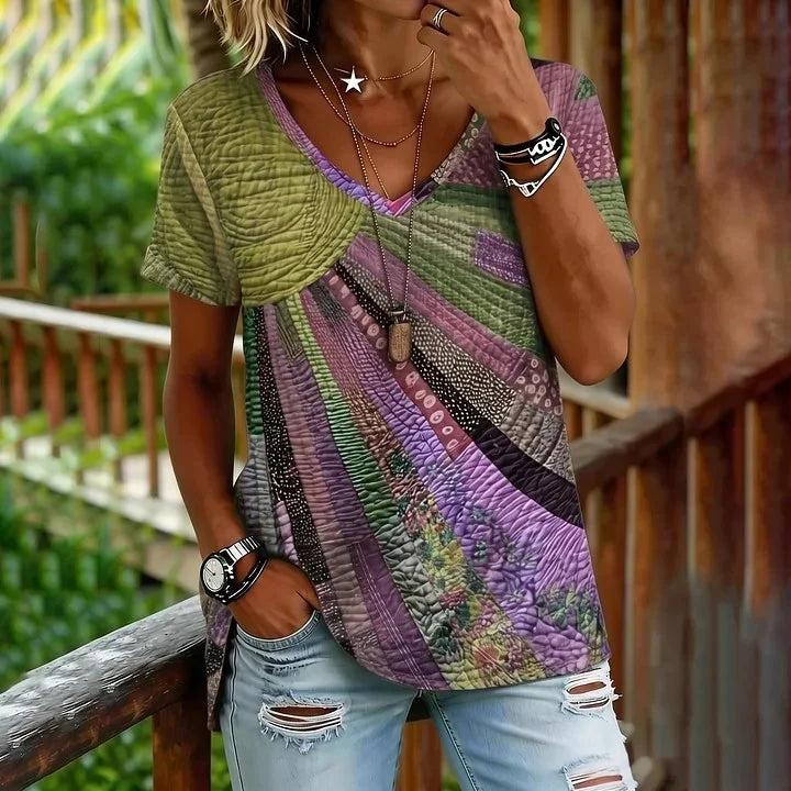Jersey V Neck Loose Vintage T-Shirt