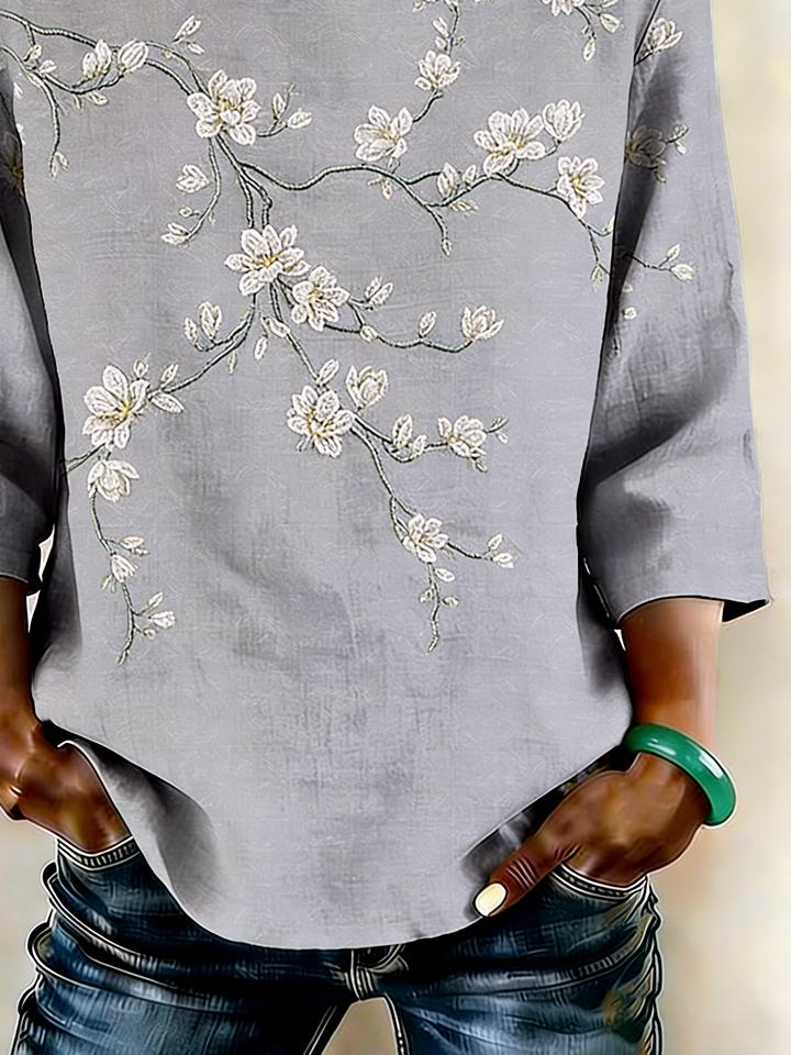 Crew Neck Elegant Loose Shirt