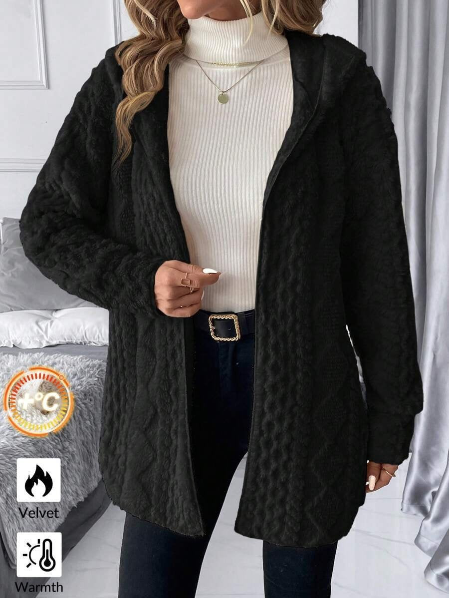 Casual Fluff/Granular Fleece Fabric Plain Teddy Jacket