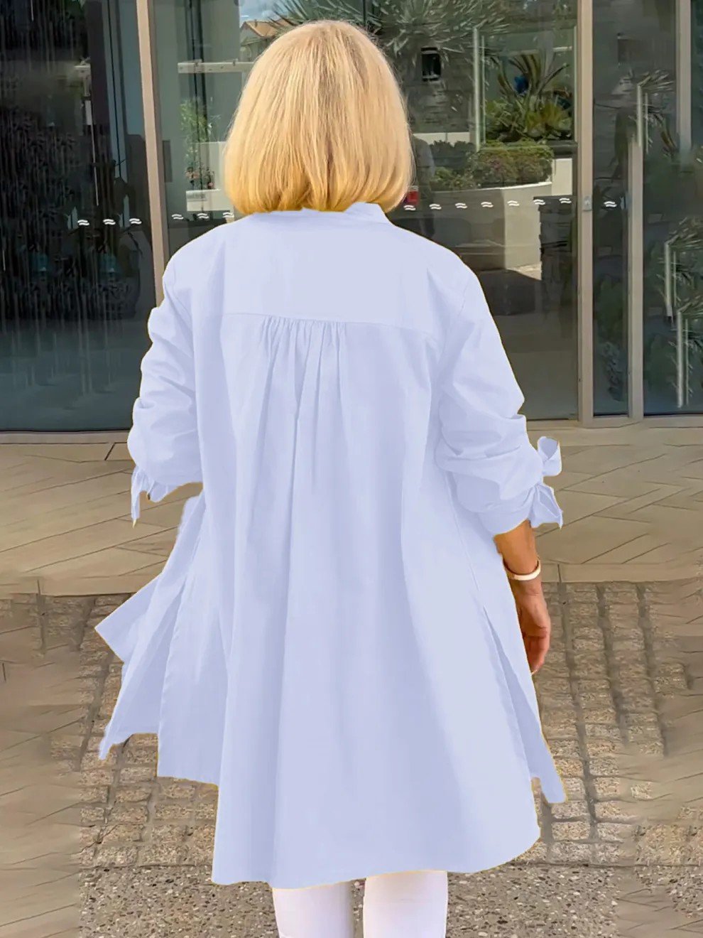 Women's Shirt Jacket Single-Breasted Temperament Commuting Solid Color Long-Sleeved Cotton Cardigan
