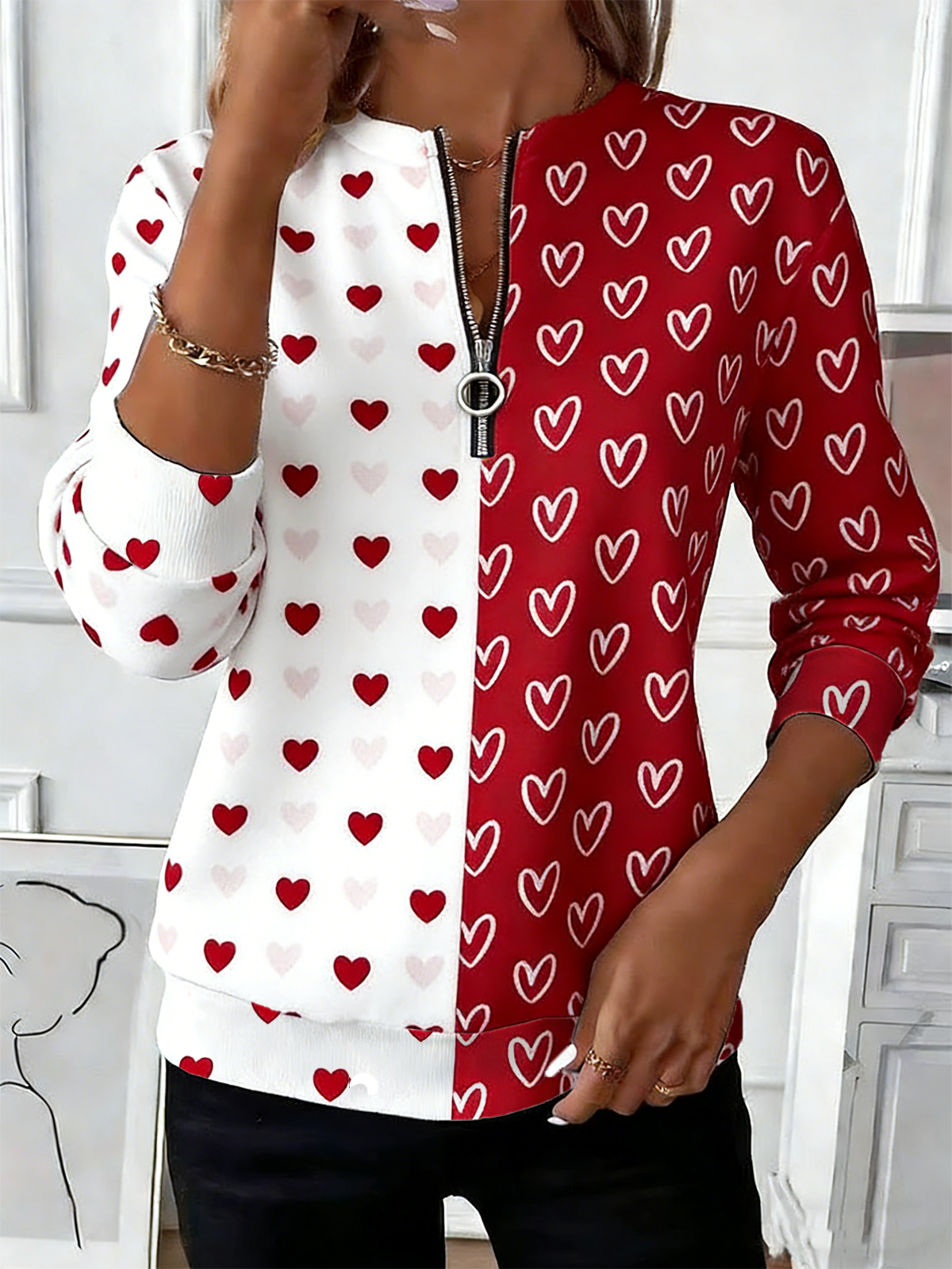 Casual Loose Heart/Cordate Sweatshirt