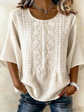Women's Half Sleeve Blouse Summer White Floral Printing Crew Neck Daily Going Out Vintage Top