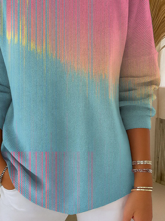 Regular Fit Printing Simple Crew Neck Sweater