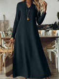 Casual Plain V Neck Dress