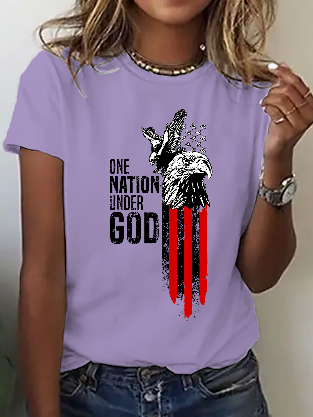 Women's one nation under god short-sleeved T-shirt