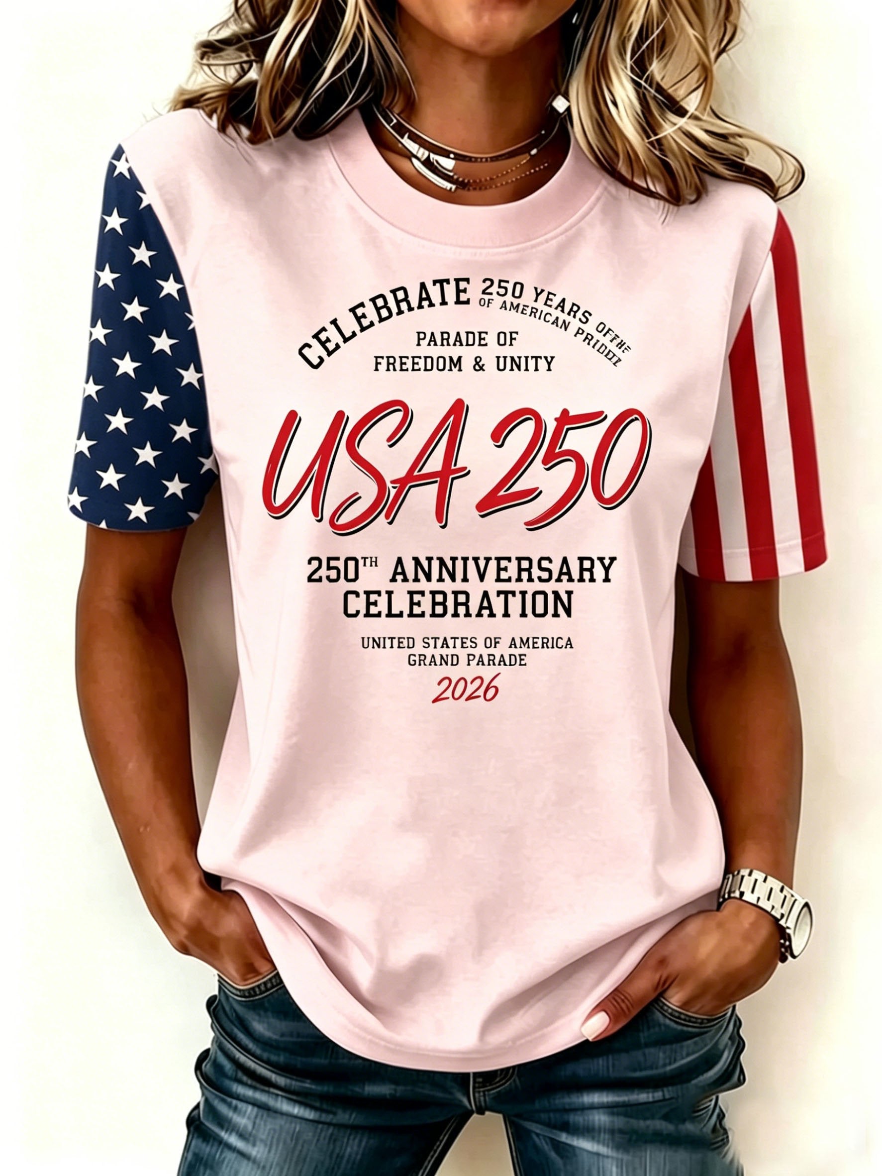 Women's 250th Anniversary Of The Founding Of the United States Eagle Old Glory Cotton Vintage Short Sleeve Round Neck 3D Printing Aemerica Flag Daily Going Out Casual T-Shirt Independence Day