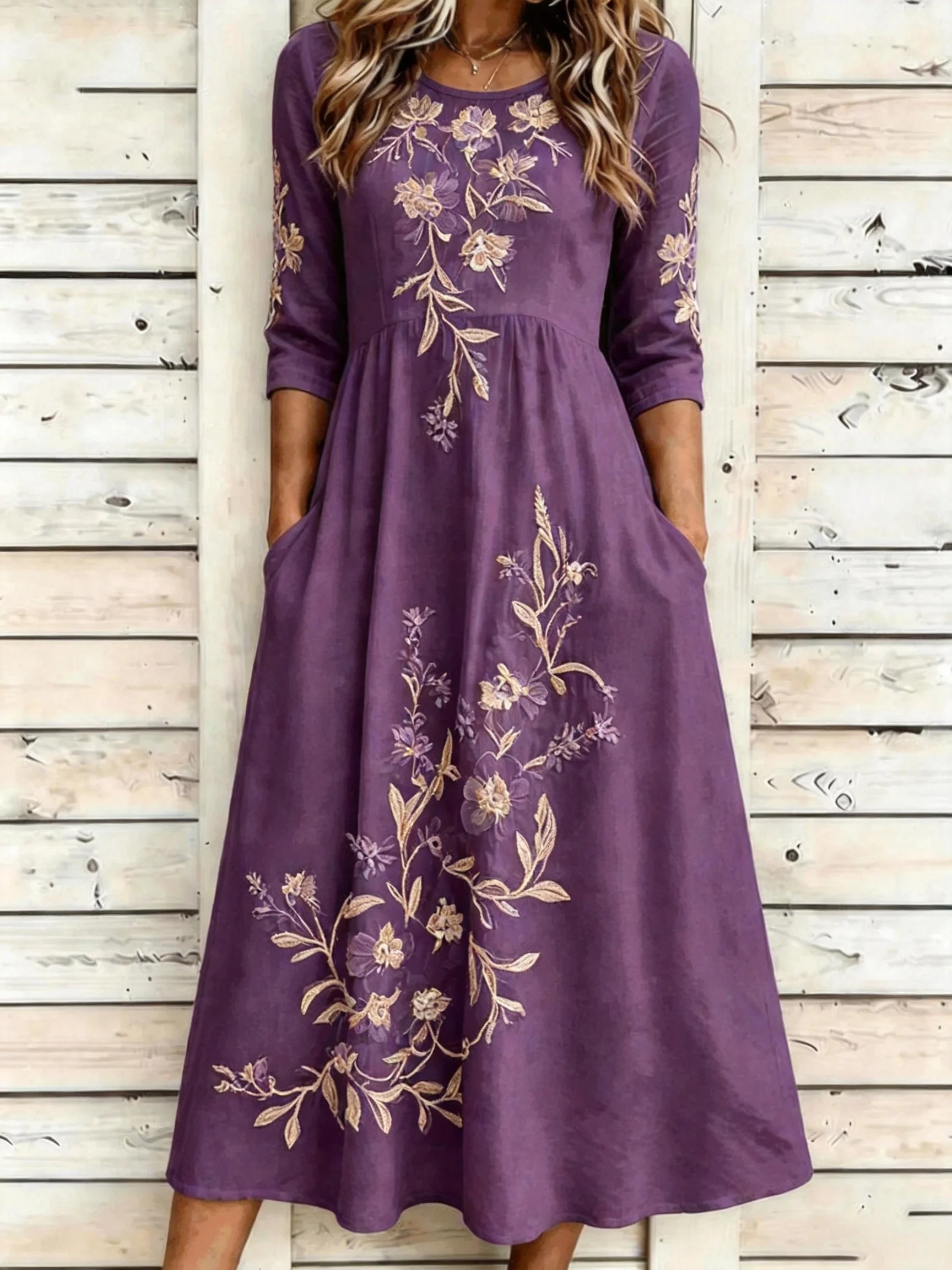 White Floral Print A-Line Maxi Dress with Flattering Short Sleeves
