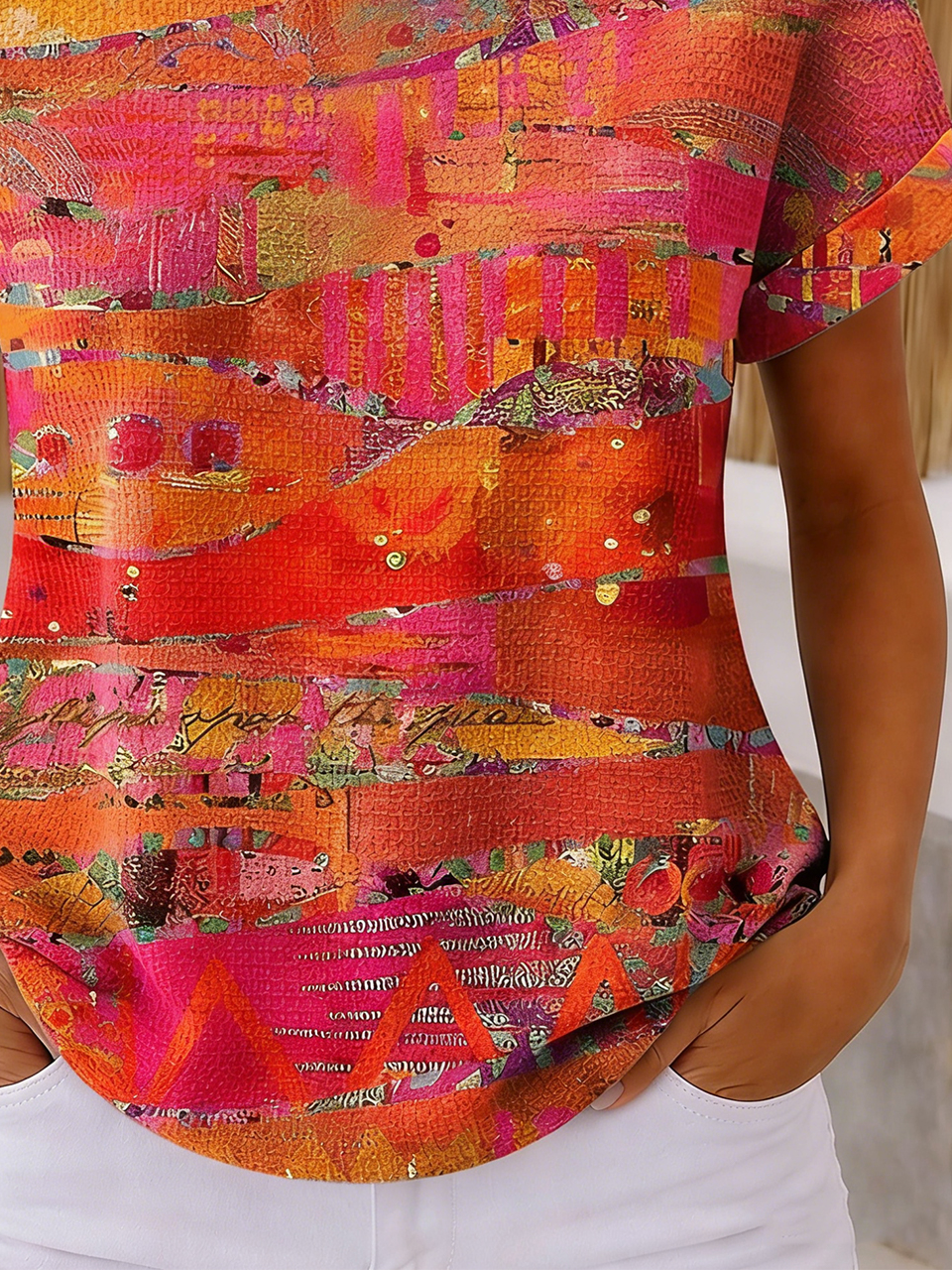 Geometric Casual Others Loose T-Shirt
