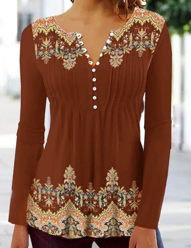 Crew Neck Casual Blouse