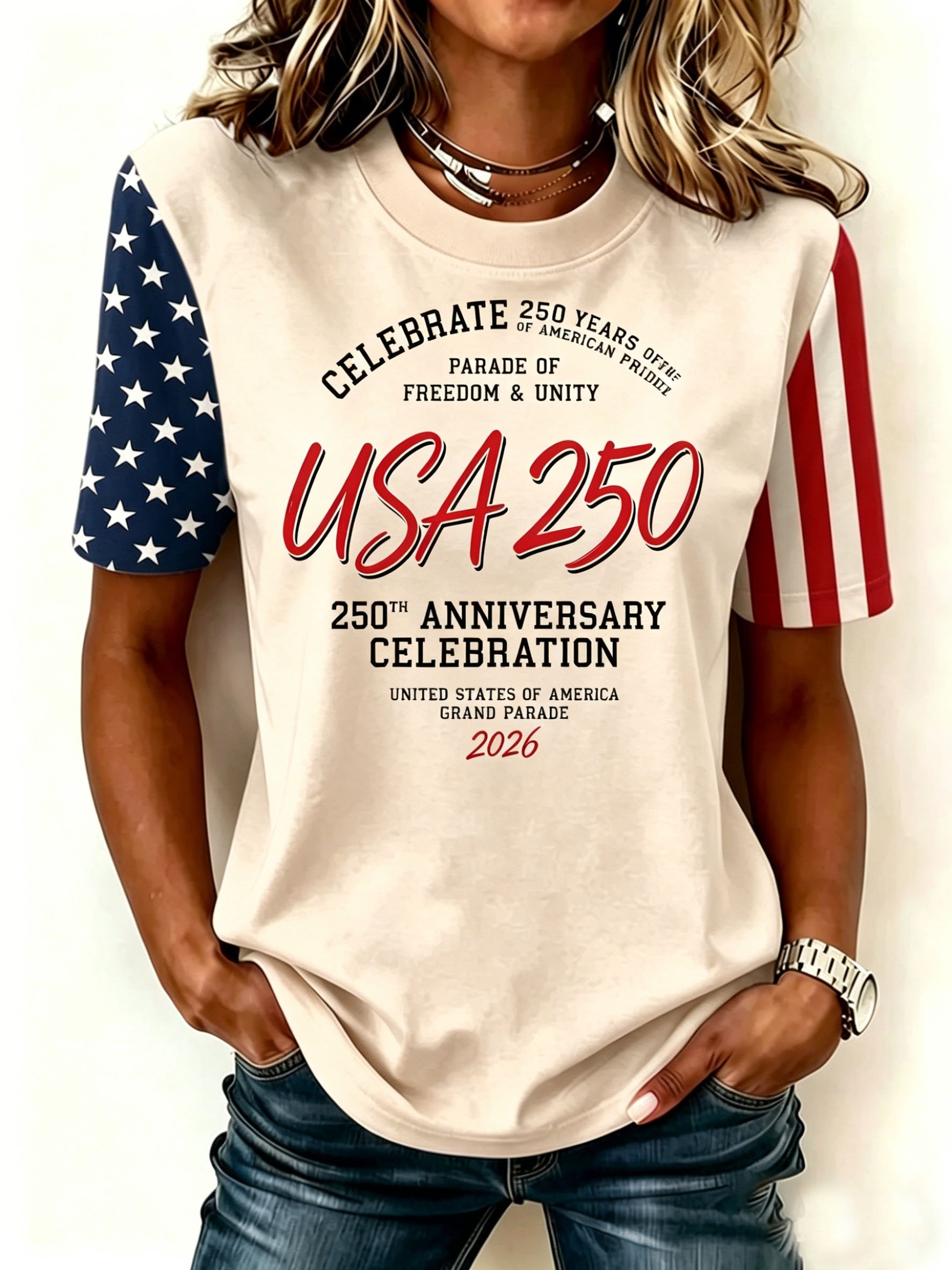 Women's 250th Anniversary Of The Founding Of the United States Eagle Old Glory Cotton Vintage Short Sleeve Round Neck 3D Printing Aemerica Flag Daily Going Out Casual T-Shirt Independence Day