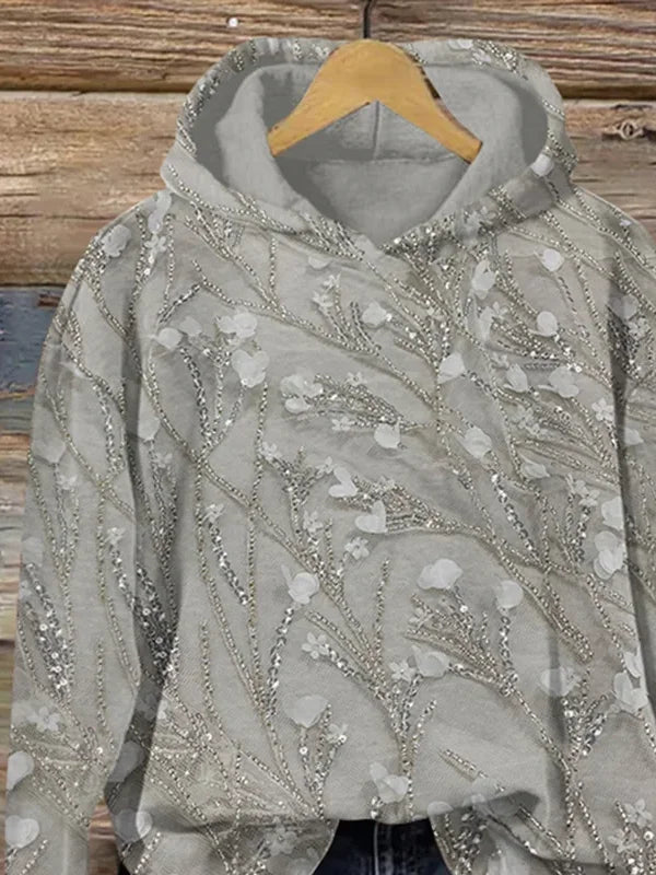 Women's Floral Abstract Print Casual Long Sleeve Hoodie