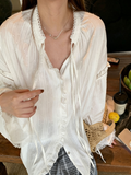 Lace Patchwork Casual Plain Loose Blouse