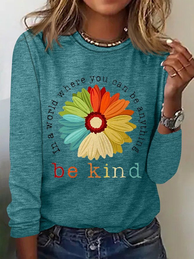 Casual Crew Neck Knitted Daisy T-Shirt