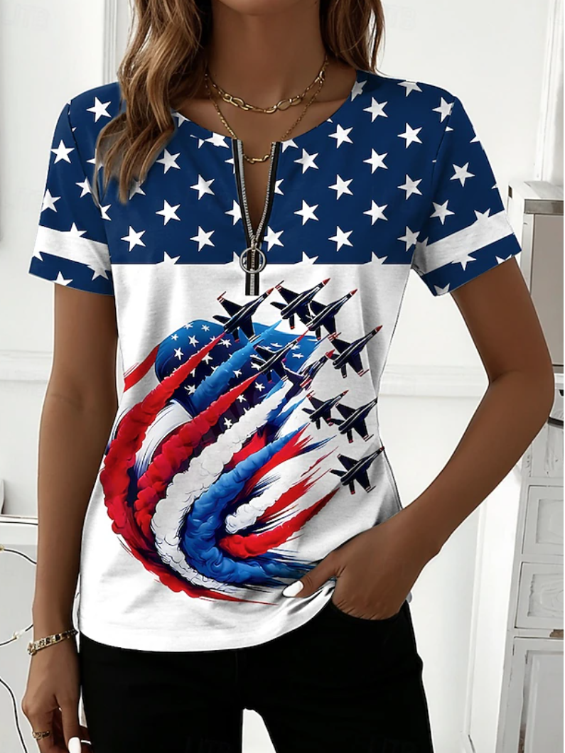 Cotton-Blend Casual Others T-Shirt