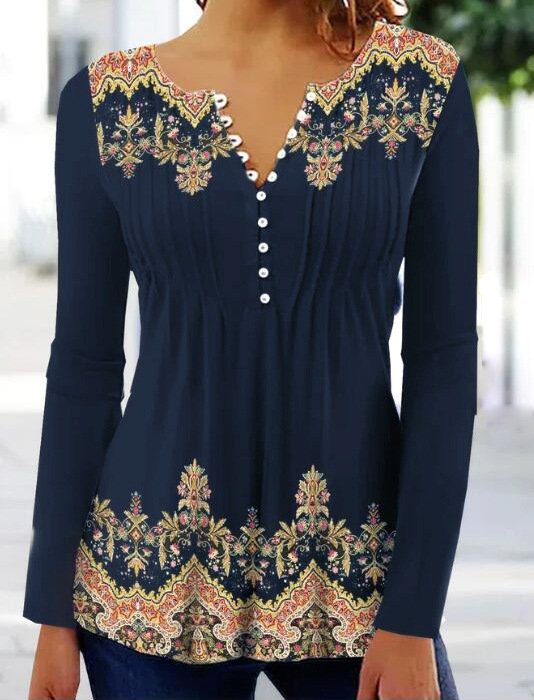 Crew Neck Casual Blouse