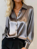 Shawl Collar Plain Loose Elegant Shirt