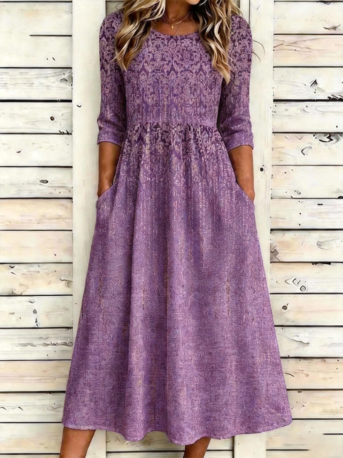 Elegant Loose Others Gradient Pattern Dress With No