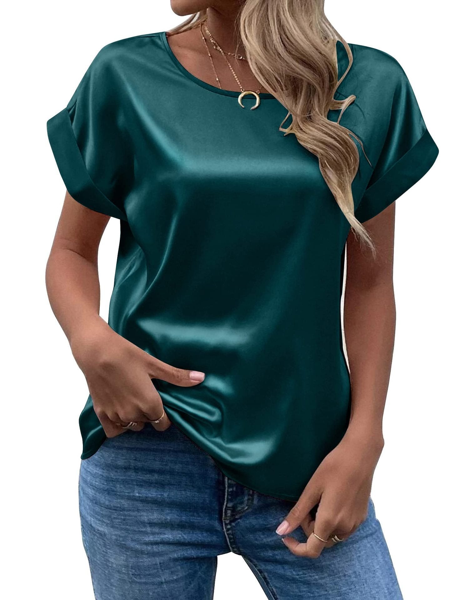Casual Loose Plain Crew Neck T-Shirt