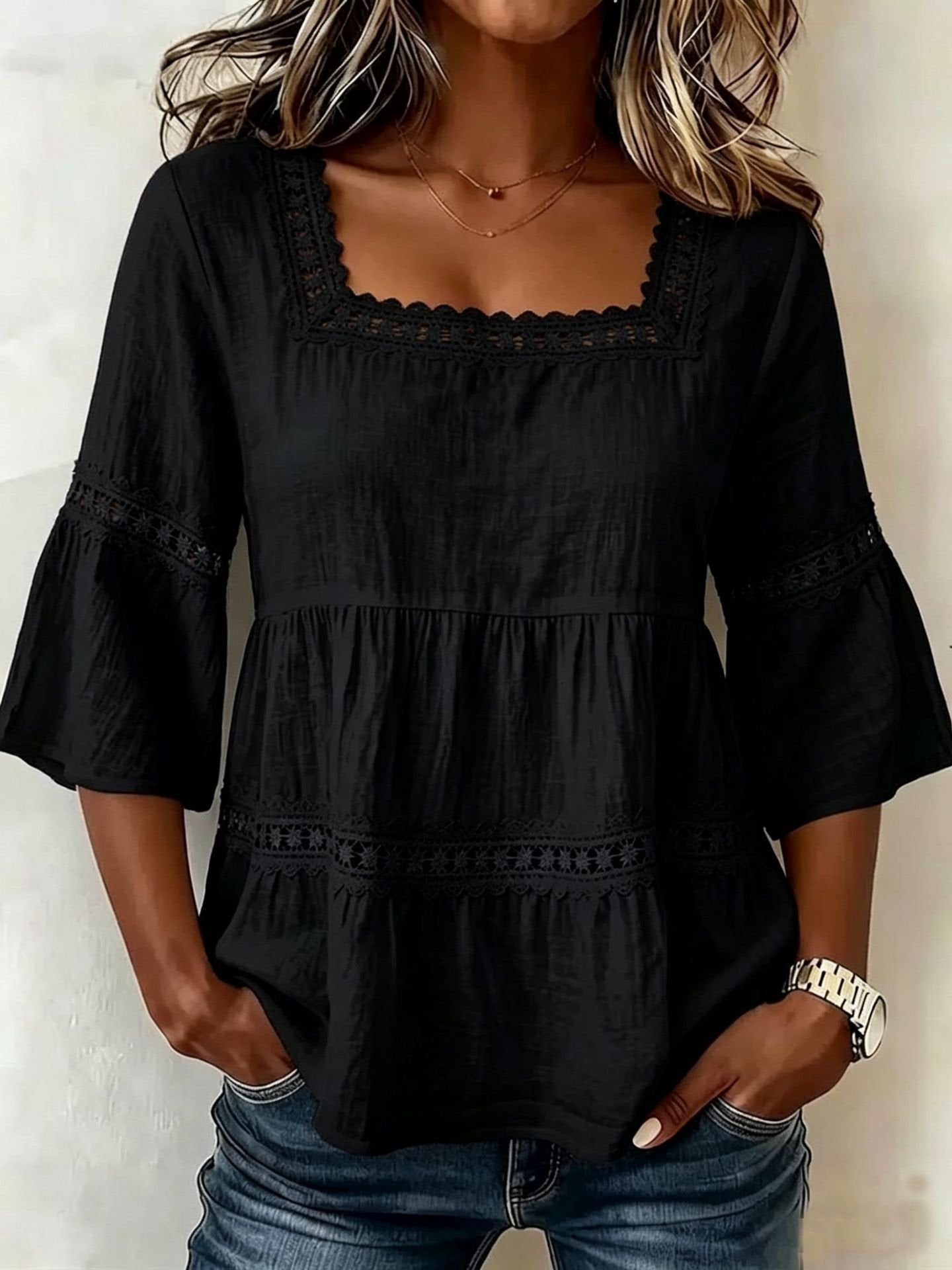 Others Elegant Plain Loose Blouse