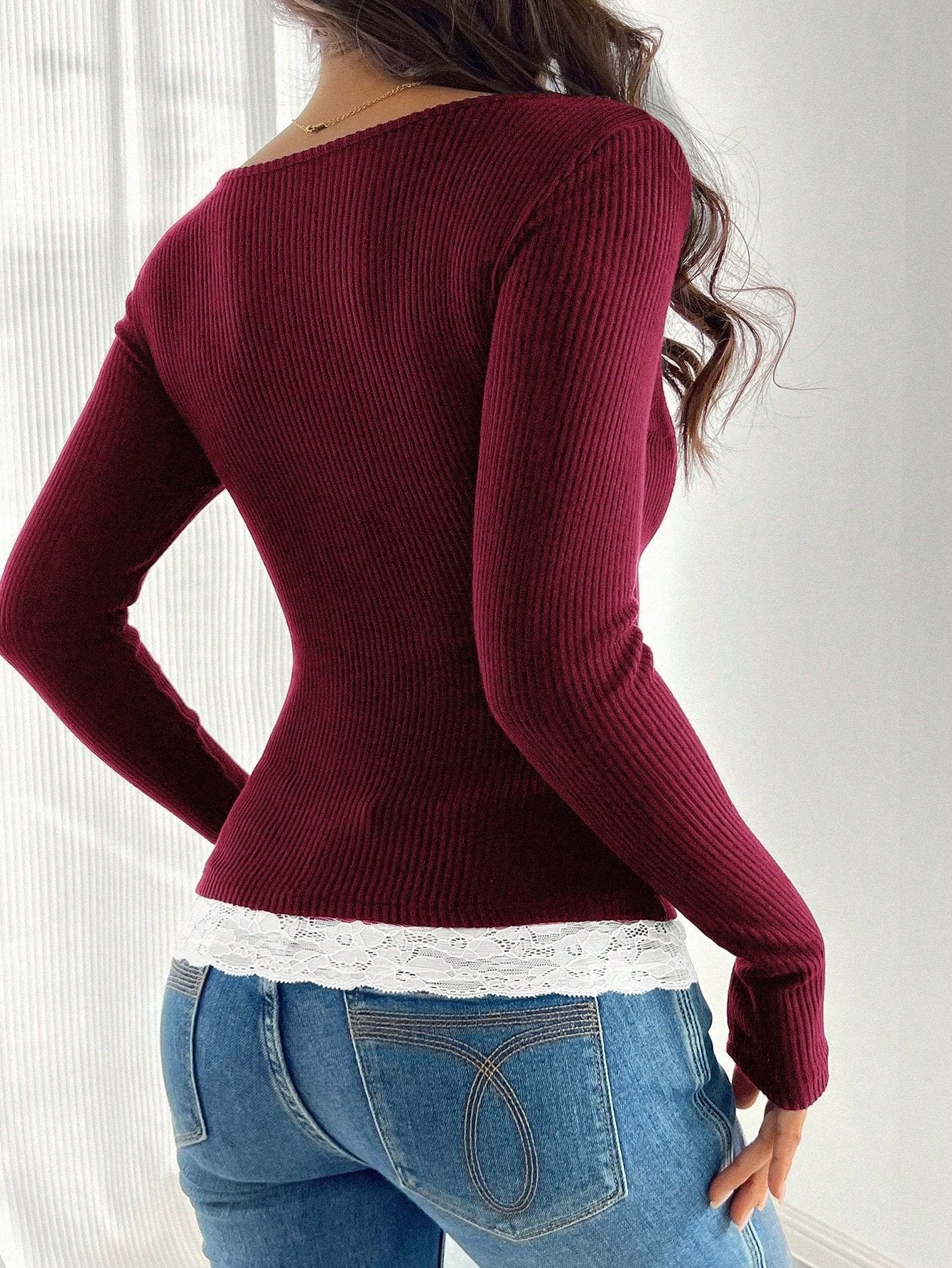 Tight Casual Cotton Square Neck T-Shirt