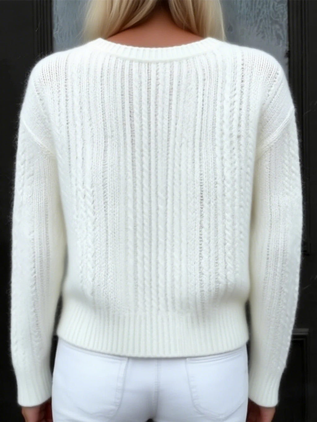 Plain Loose Casual Wool/Knitting Cardigan