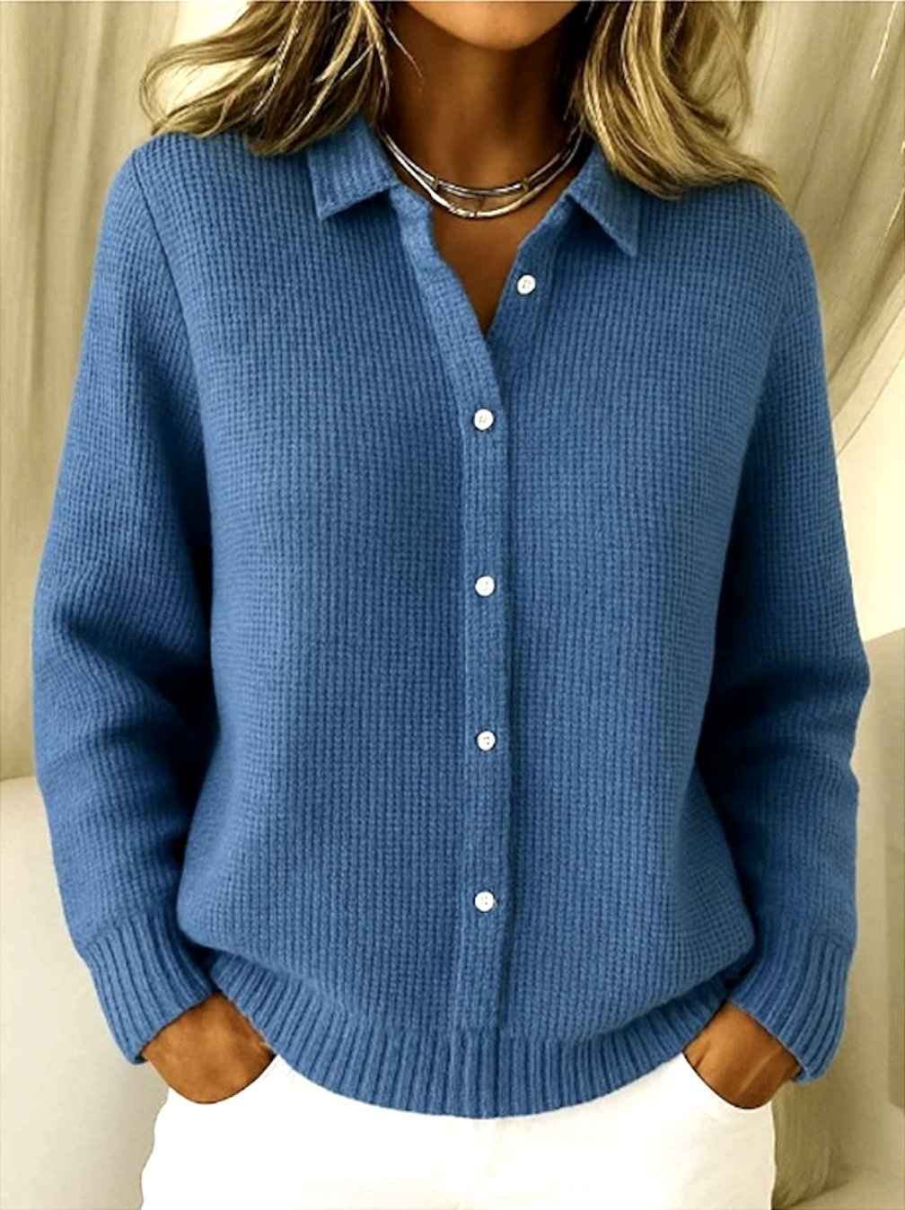 Women Casual Plain Daily Long Sleeve Cardigan
