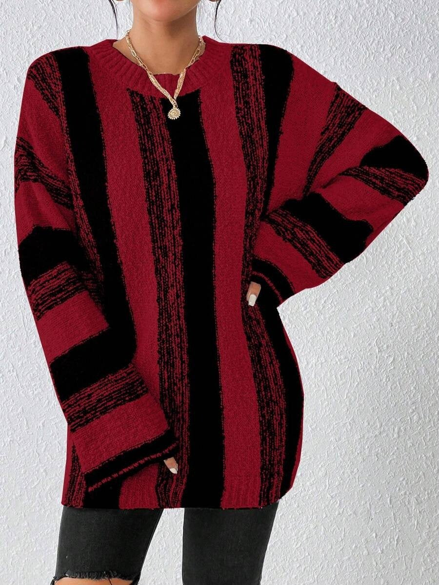 Simple Striped Wool/Knitting Split Joint Sweater