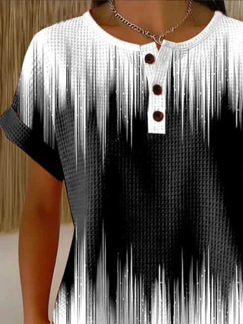 Women's Short Sleeve T-shirt Summer Black Abstract Printing Crew Neck Daily Going Out Vintage Top