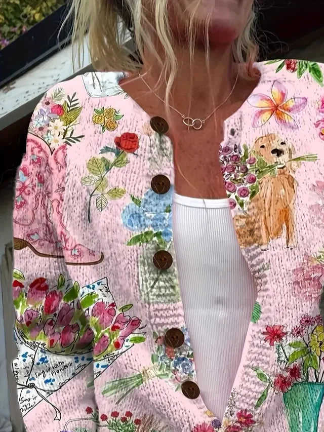 Peasant Knitted Loose Crew Neck Cardigan