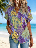 3D Printing Tropical Printed Shawl Collar Short Sleeve Summer Vacation Going Out Casual Shirt