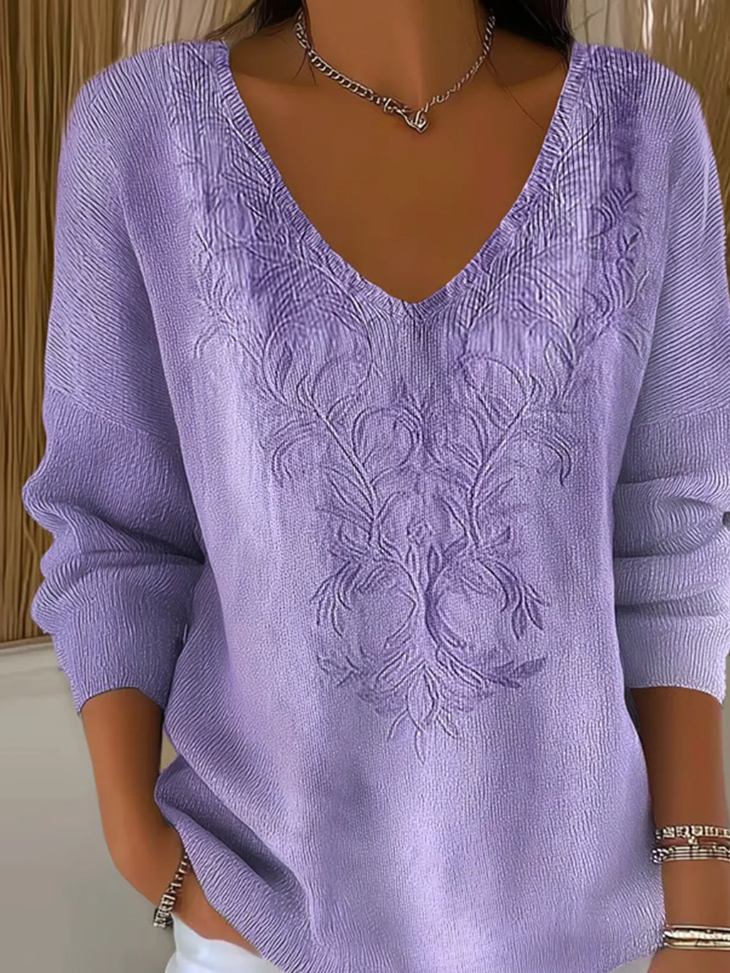 Bird Casual Cotton V Neck Sweater