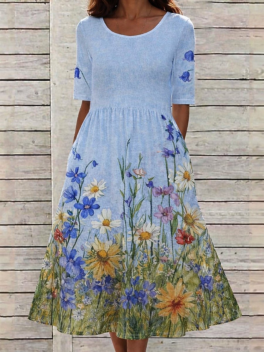 Cotton-Blend Vintage Dress With No