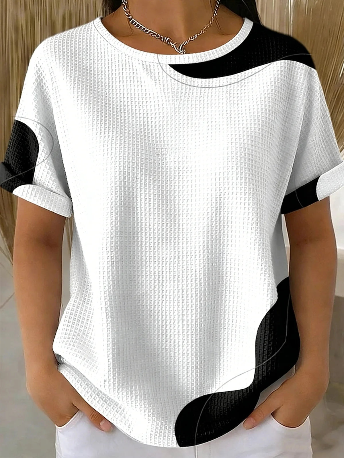 Casual Geometric Others Loose T-Shirt
