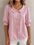 Elegant Striped Shirt Collar Shirt