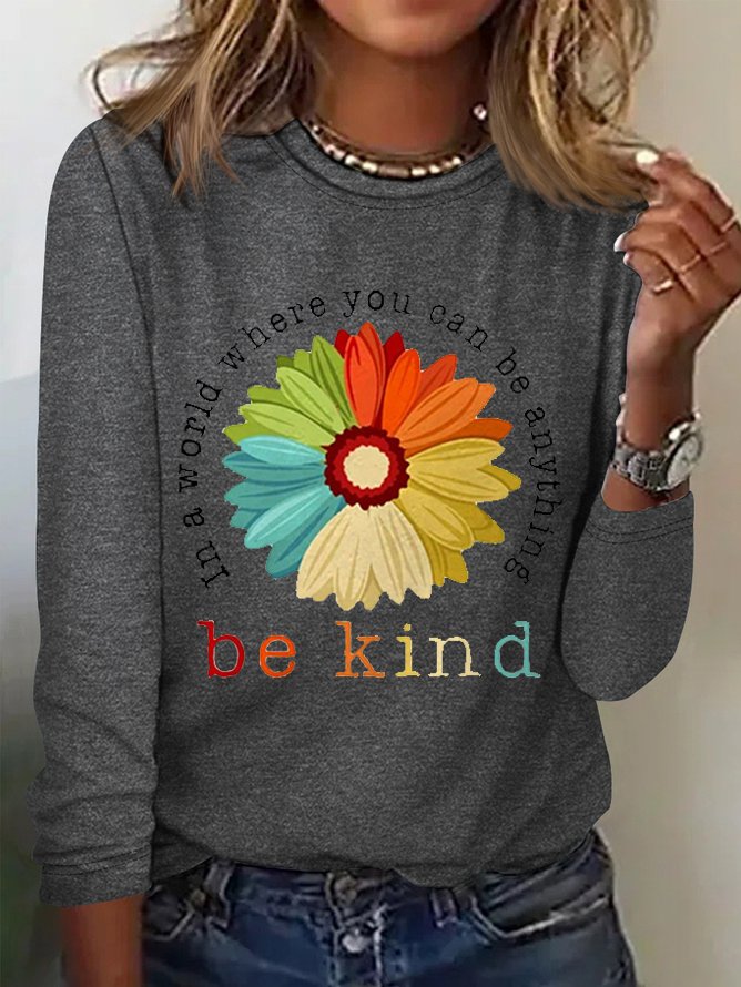Casual Crew Neck Knitted Daisy T-Shirt