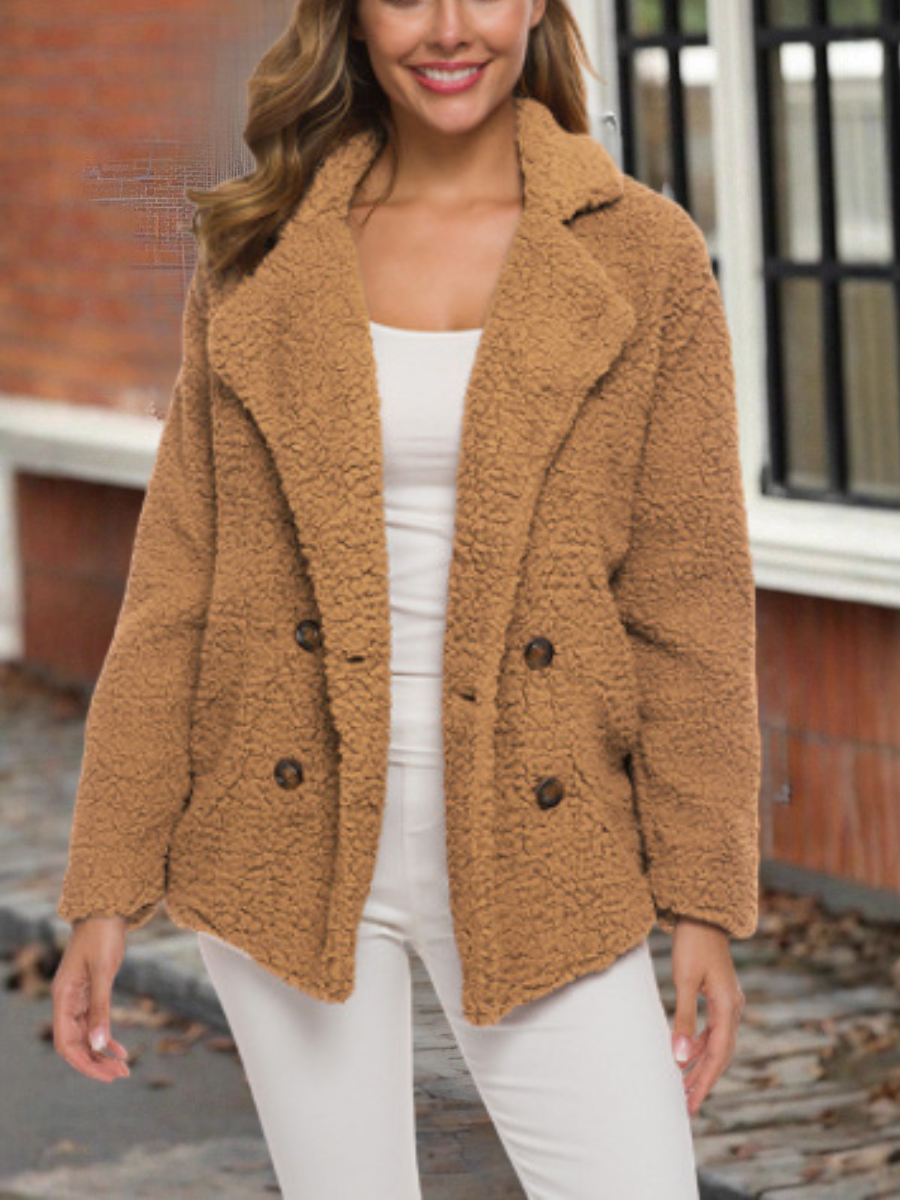Vintage Pocket Stitching Loose Plain Jacket