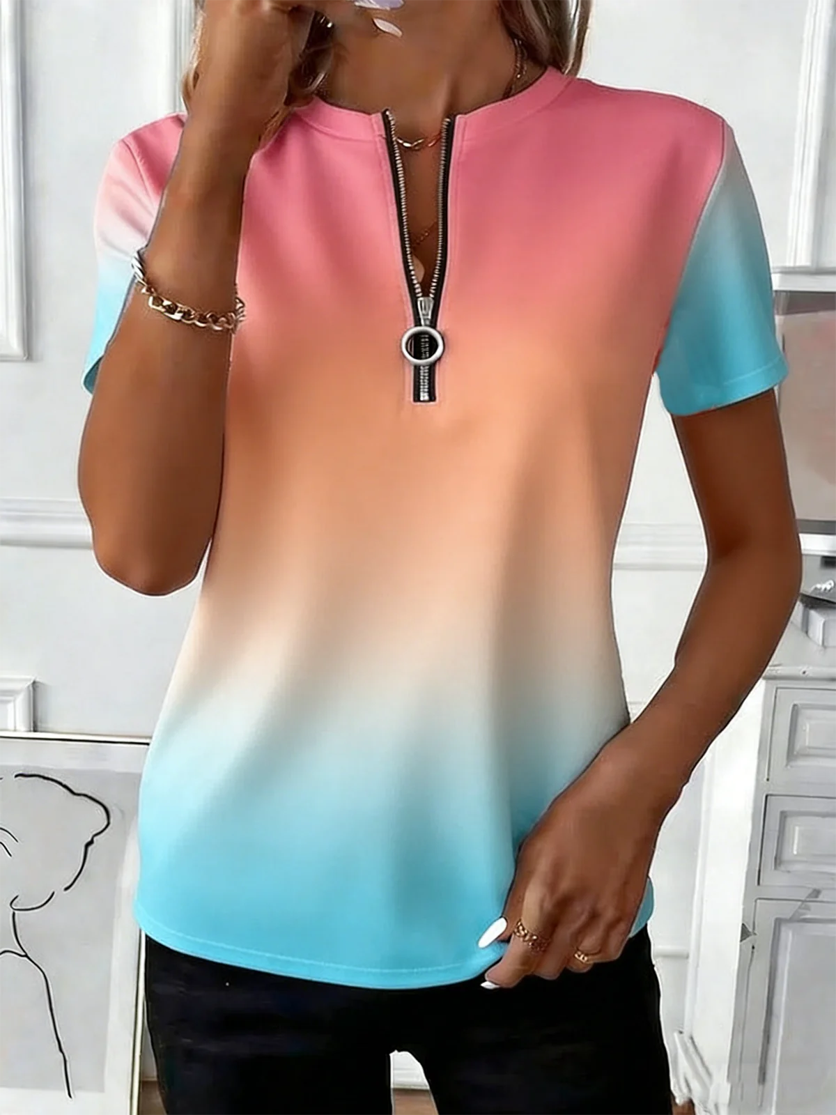 Others Gradient Pattern Elegant T-Shirt