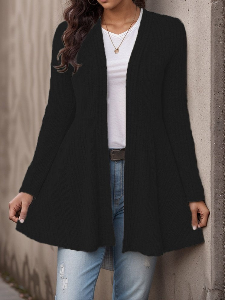Basic Ribbed Brushed Casual Cardigan