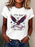 Women's Short Sleeve T-shirt Summer White Text Letters Printing Jersey Crew Neck Daily Going Out Casual Top