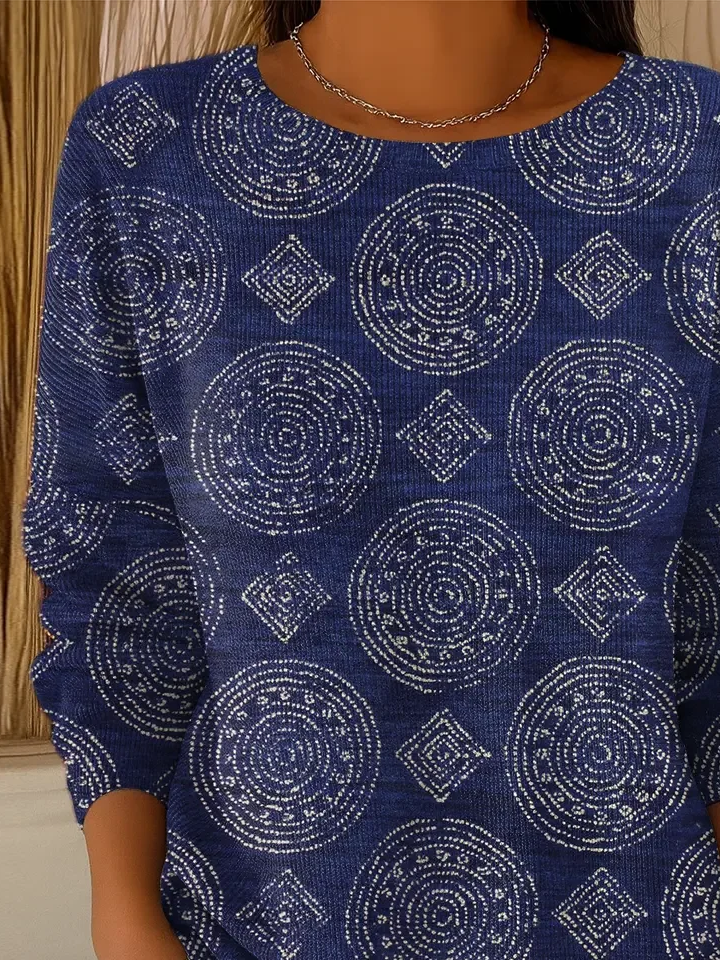Simple Regular Fit Printing Abstract Sweater