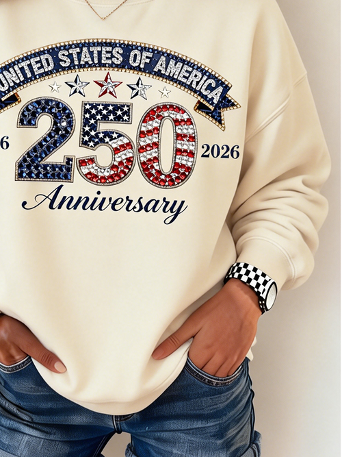 250th anniversary Loose Casual Independence Day Crew Neck Sweatshirt