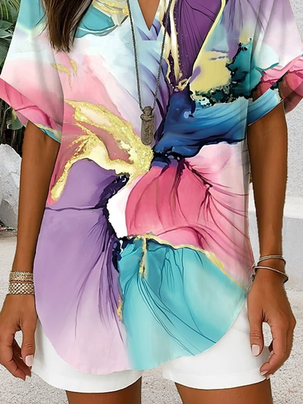 Abstract Graphic Elegant Blouse