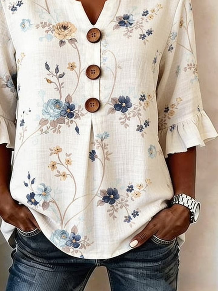 Women's Half Sleeve Blouse Summer Apricot Floral Printing V Neck Daily Going Out Vintage Top