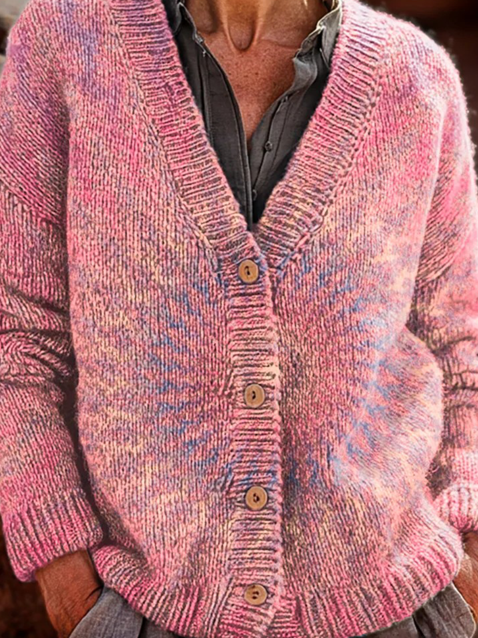 Women's Gradient Pattern Cardigan Casual Comfort Regular Sweatshirt Jacket
